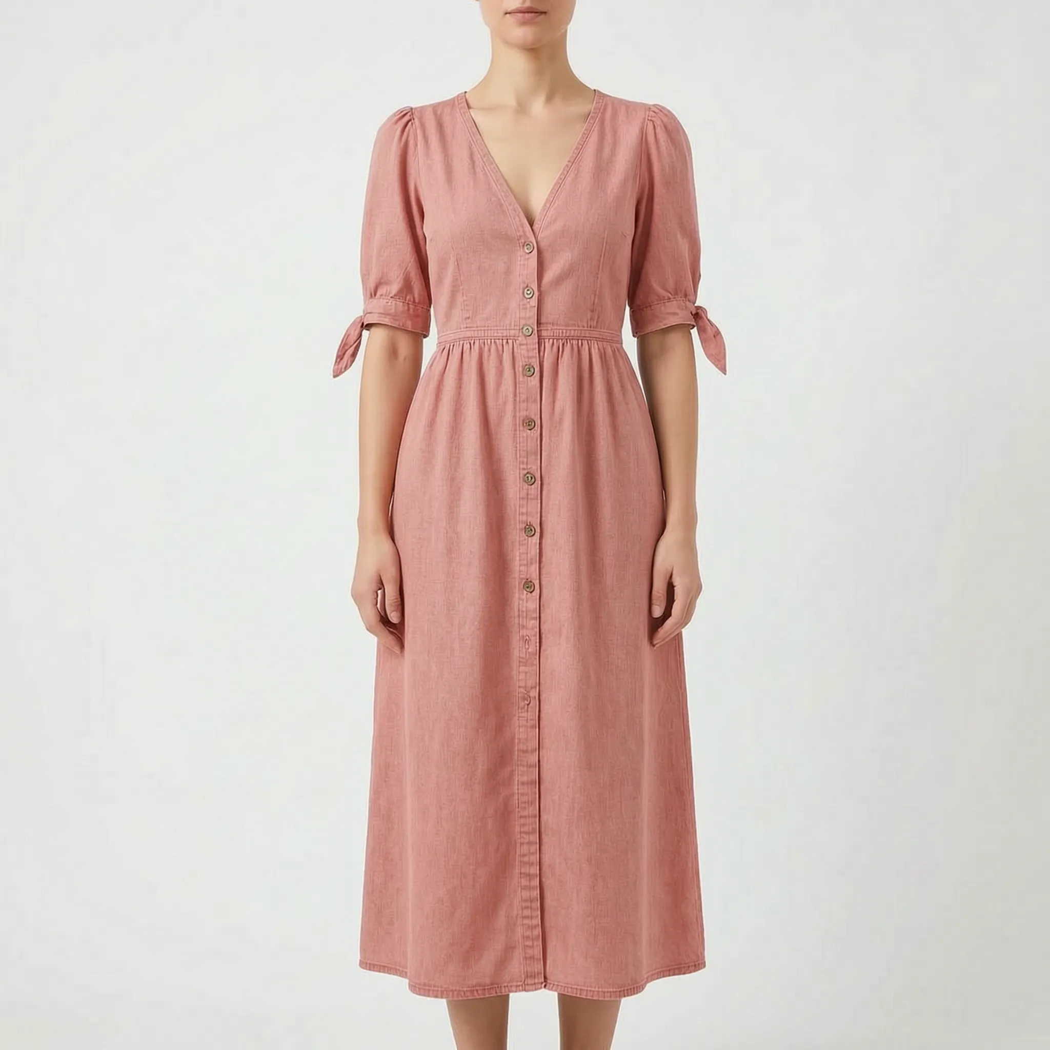 AzuraMidi - Blue Button-Down Midi Dress