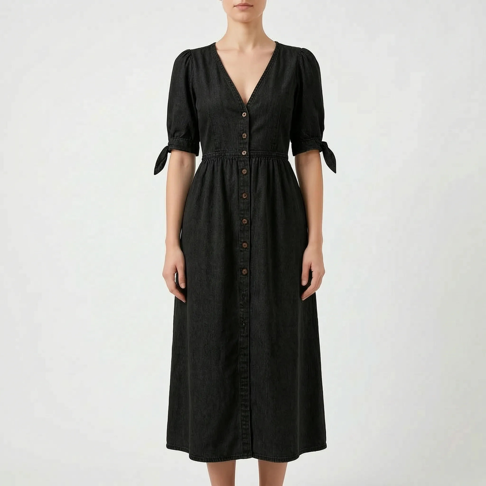AzuraMidi - Blue Button-Down Midi Dress