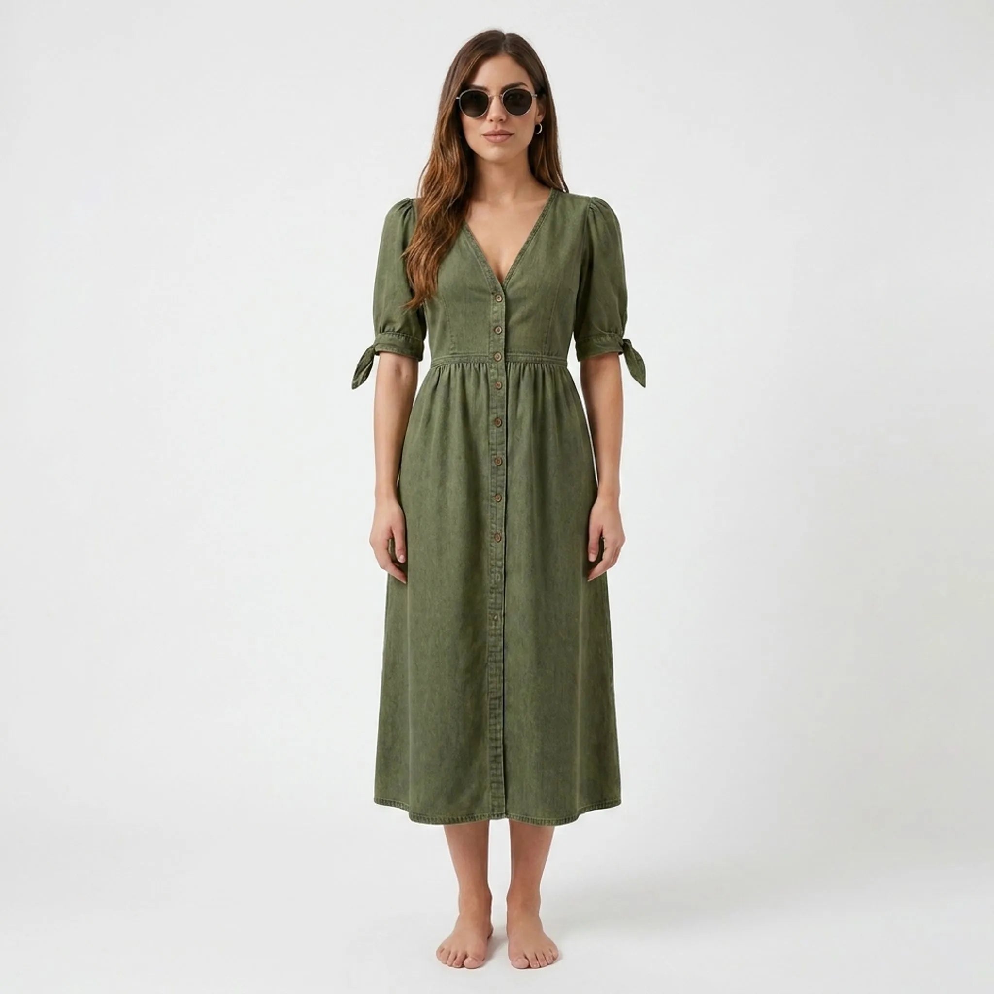 AzuraMidi - Blue Button-Down Midi Dress
