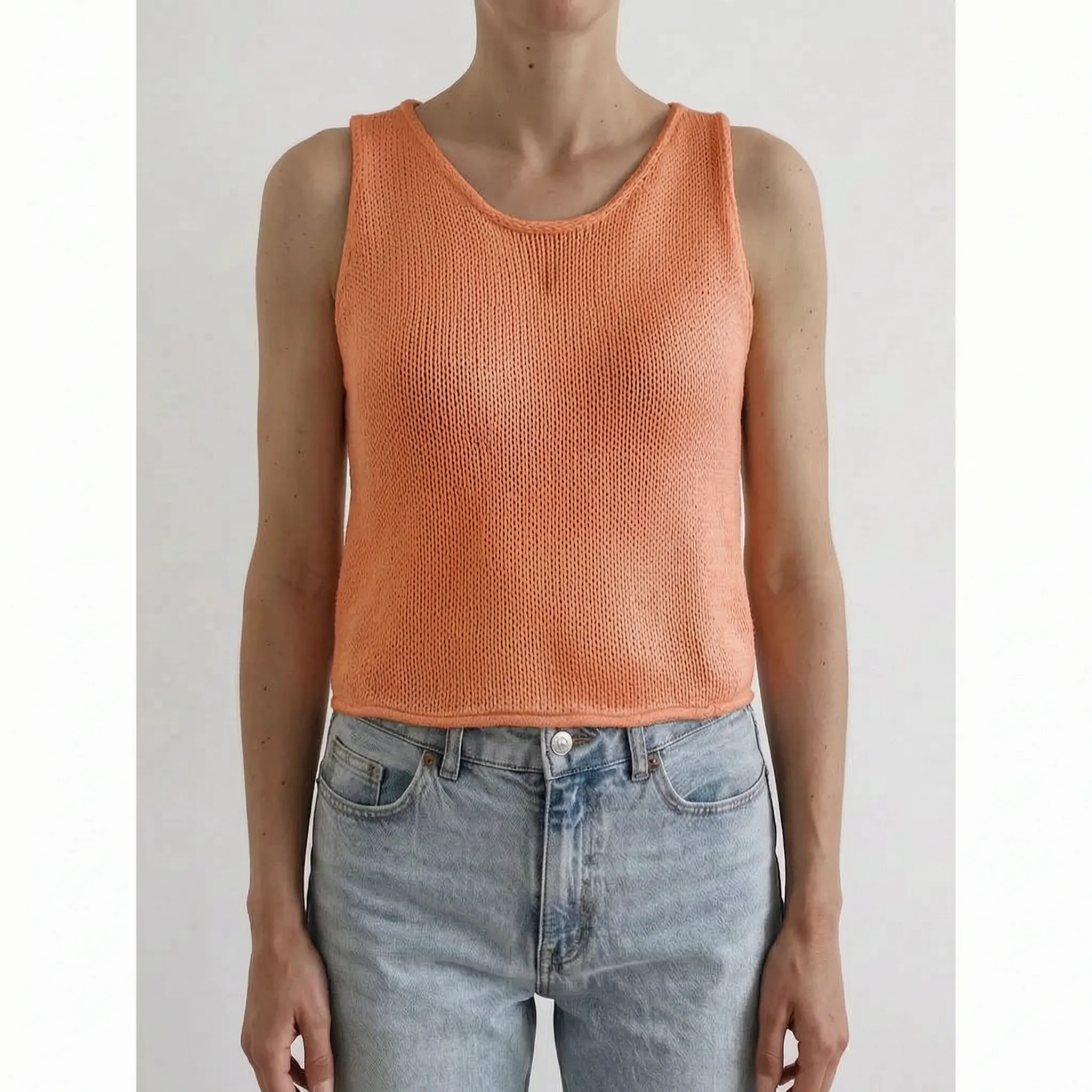 KareemKnit - Sleeveless Round Neck Knit Tank Top