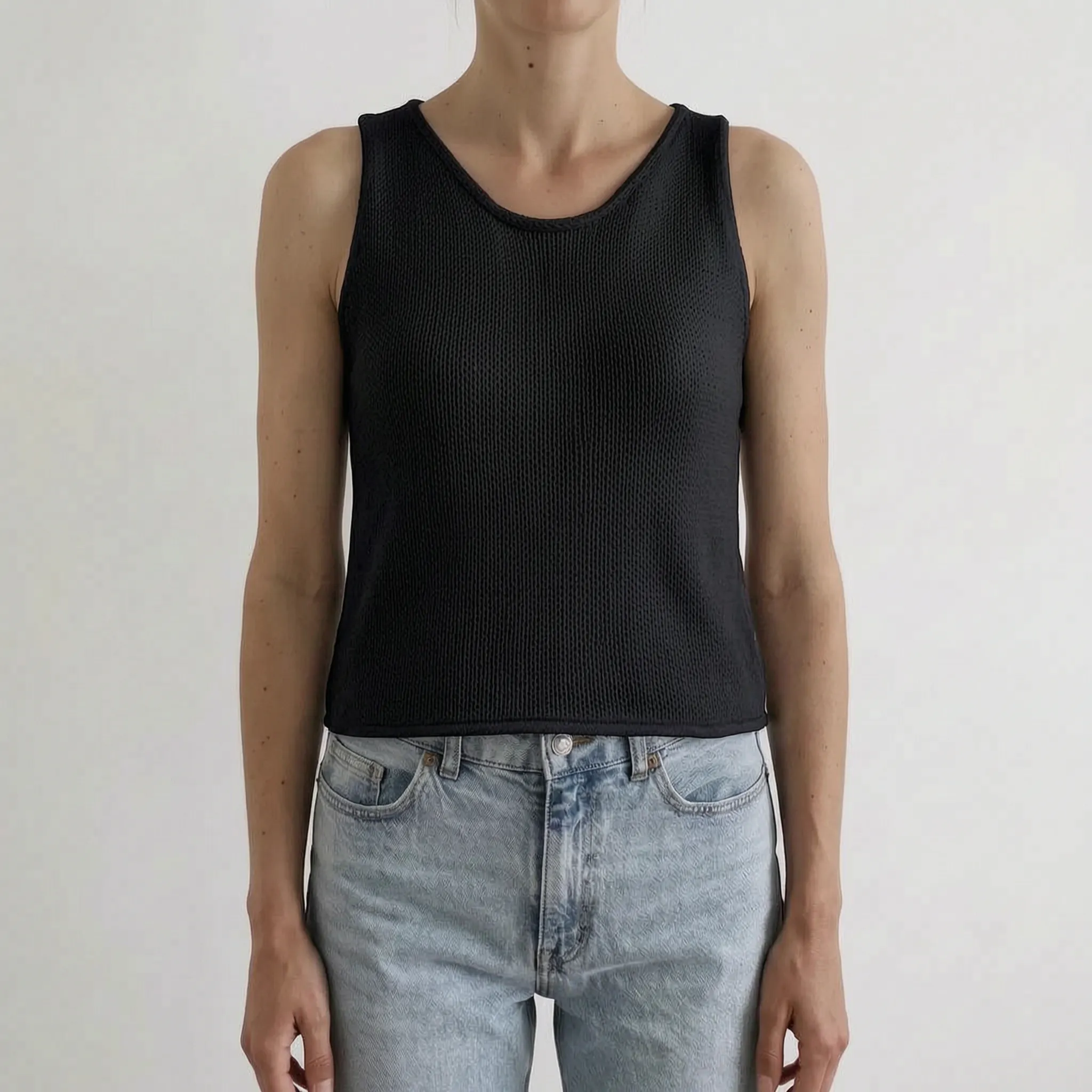 KareemKnit - Sleeveless Round Neck Knit Tank Top