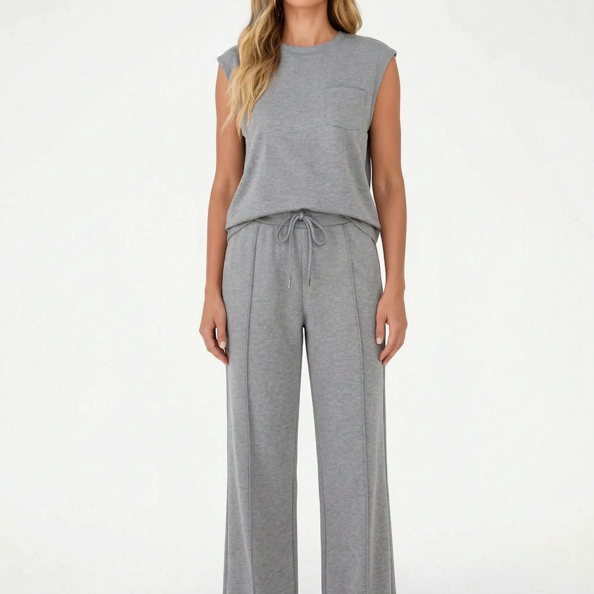 LoungeEase - Sleeveless Top And Pants Set