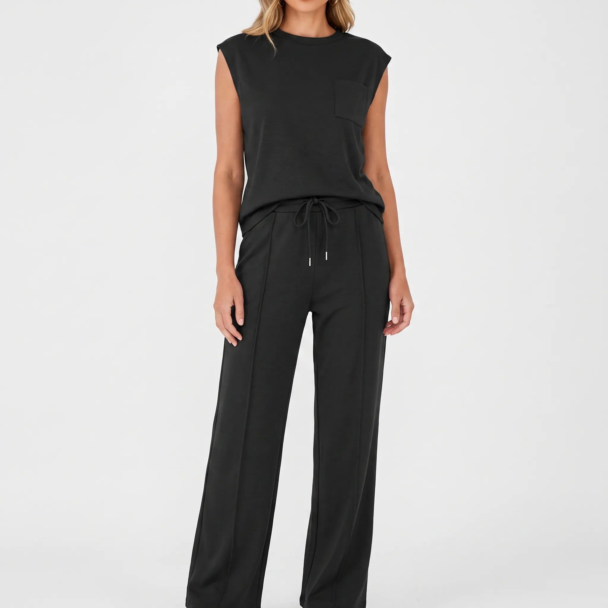 LoungeEase - Sleeveless Top And Pants Set