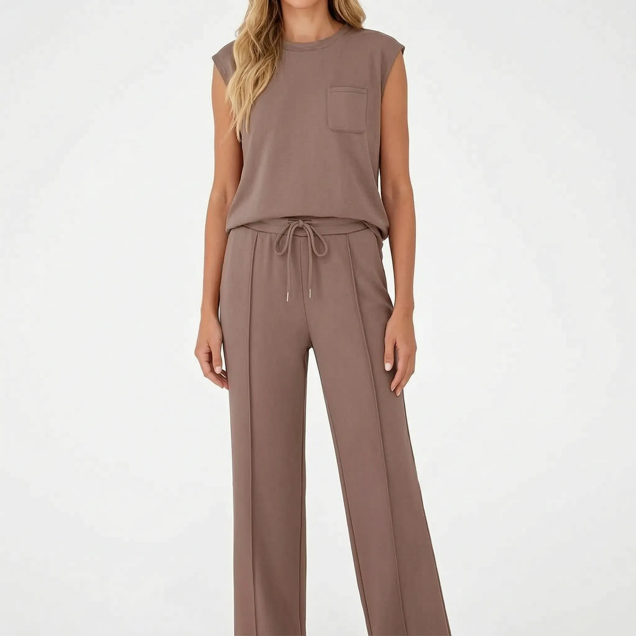 LoungeEase - Sleeveless Top And Pants Set