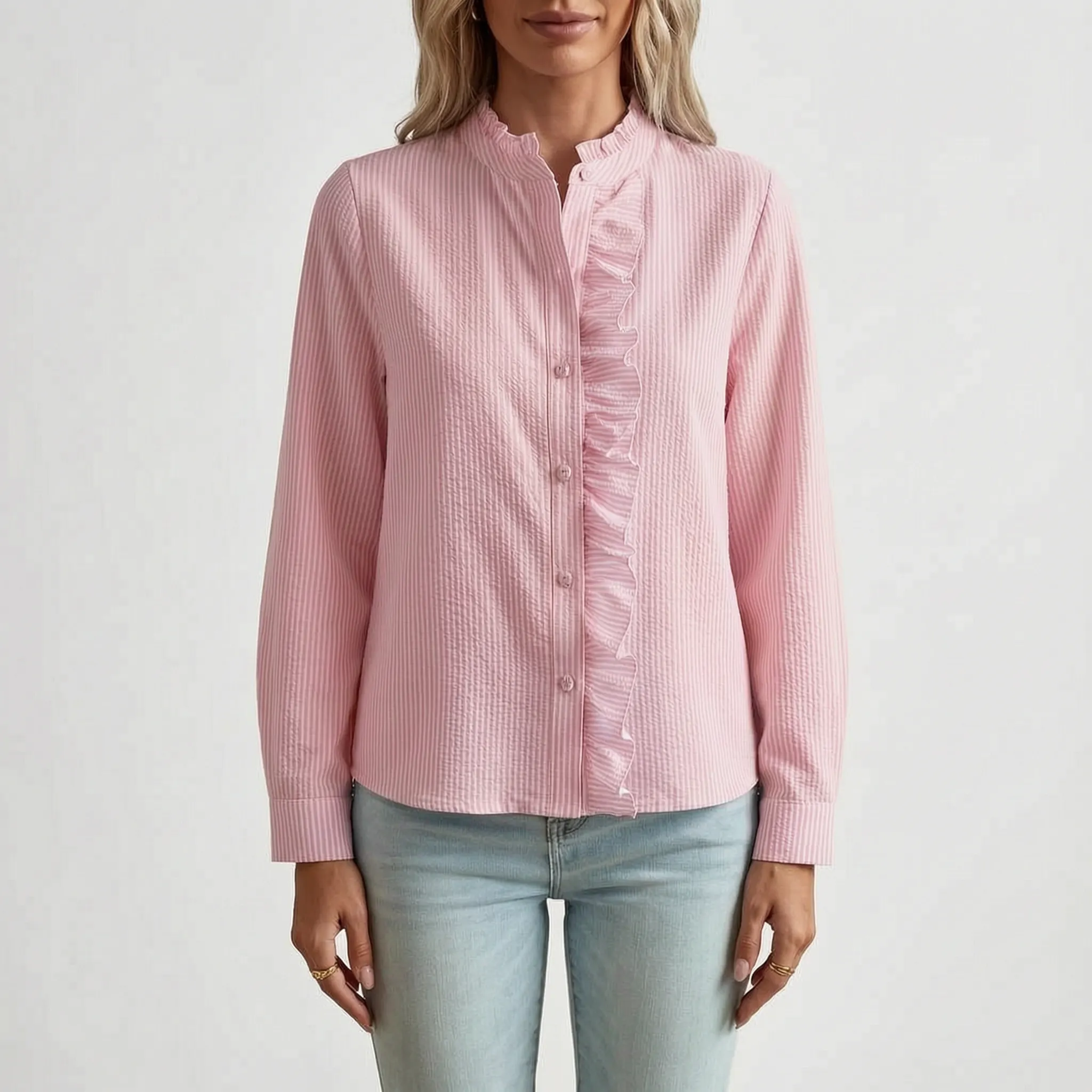 Ruffla - Ruffle Button-Up Blouse