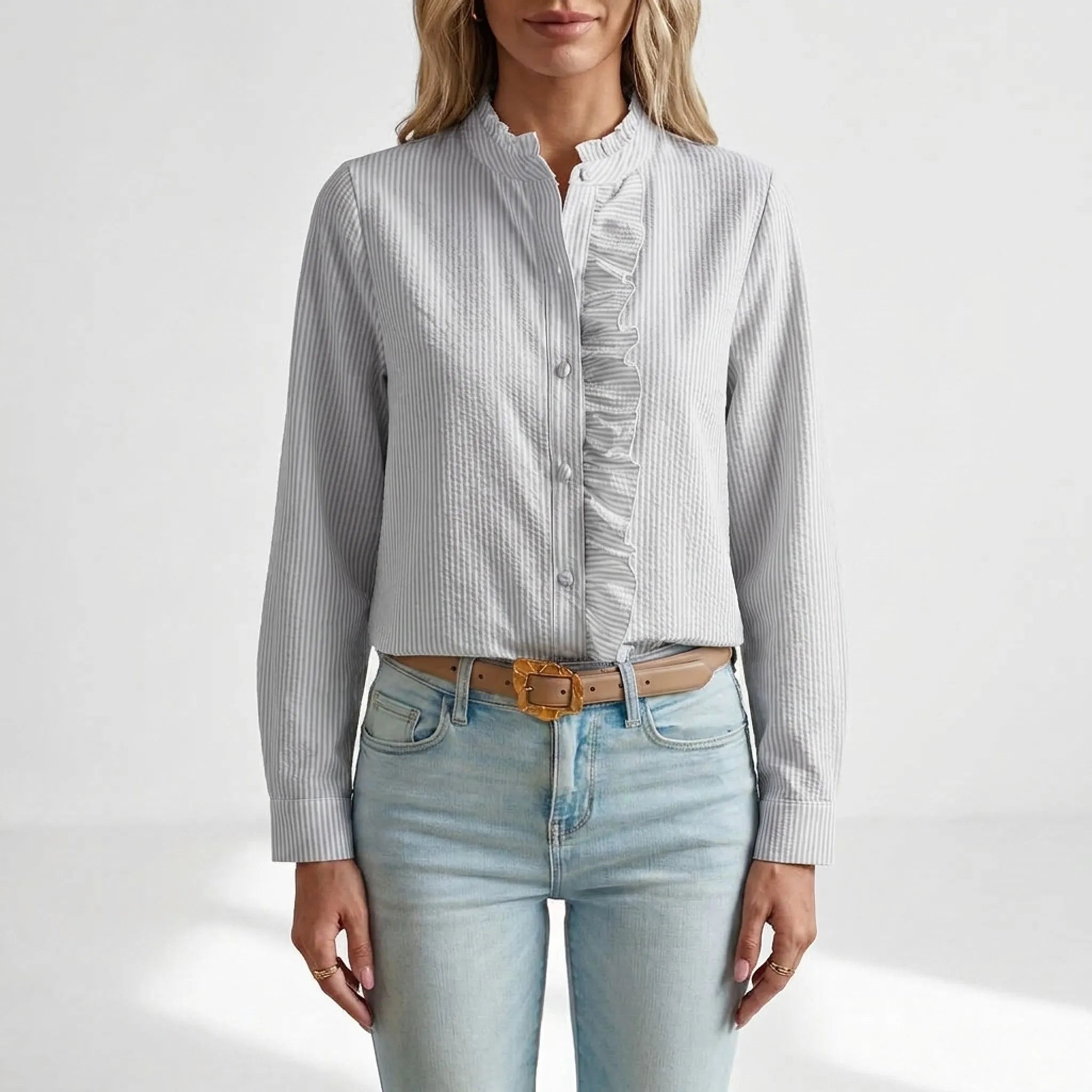 Ruffla - Ruffle Button-Up Blouse