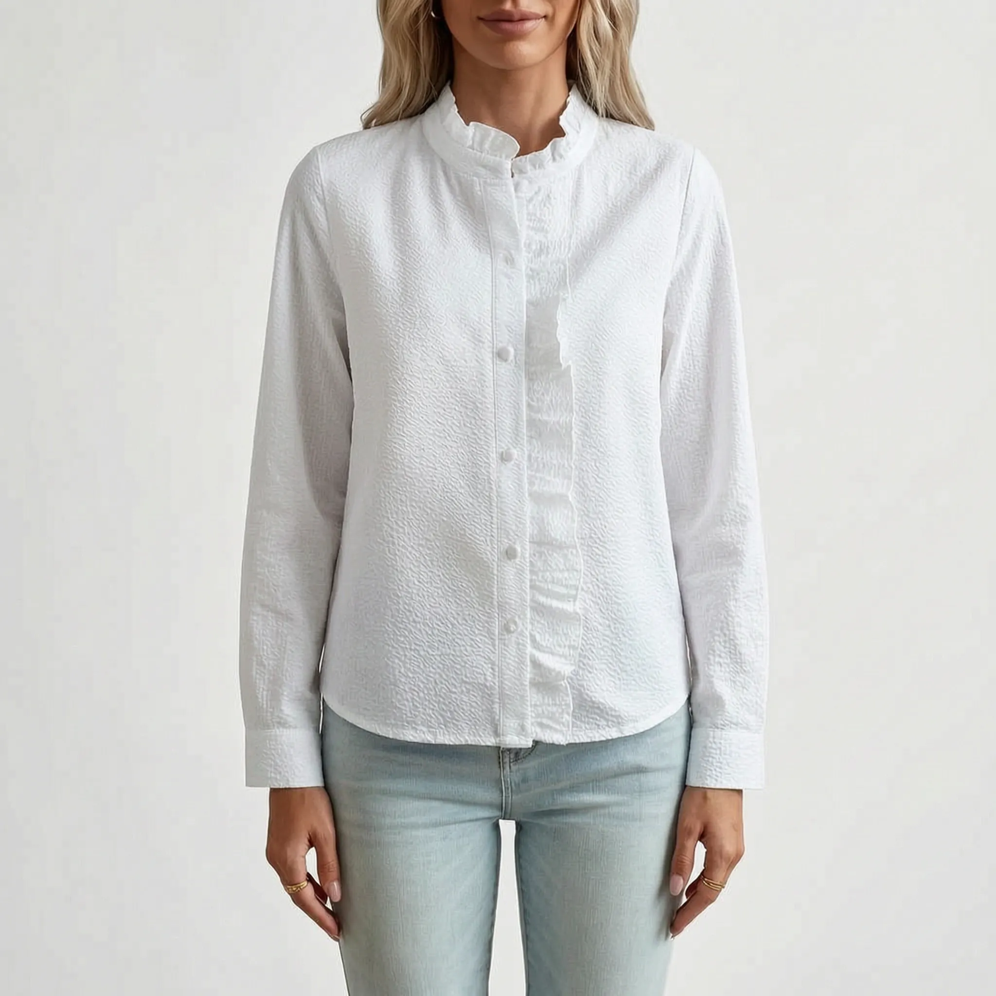 Ruffla - Ruffle Button-Up Blouse