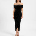 Velora - Off-Shoulder Ruched Midi Dress