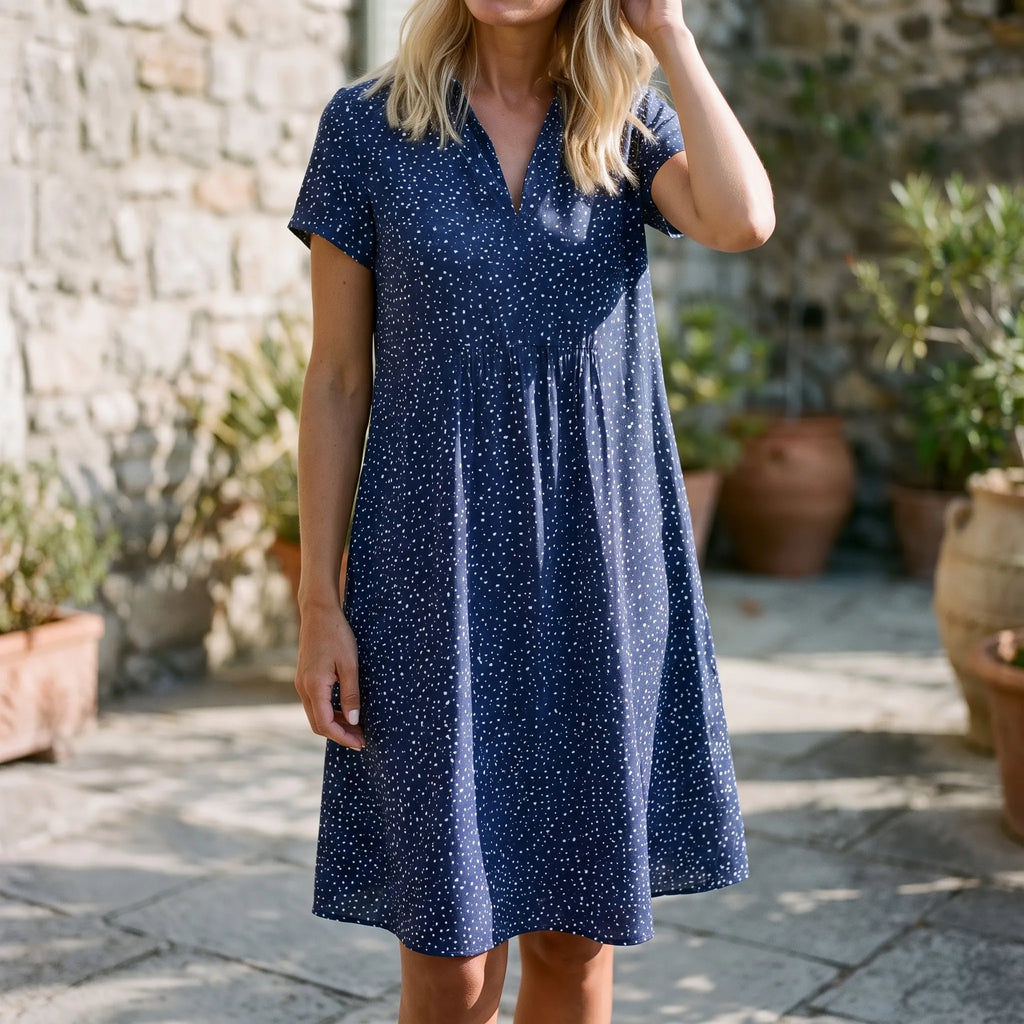Verdora - Short Sleeve Collared Casual Dress