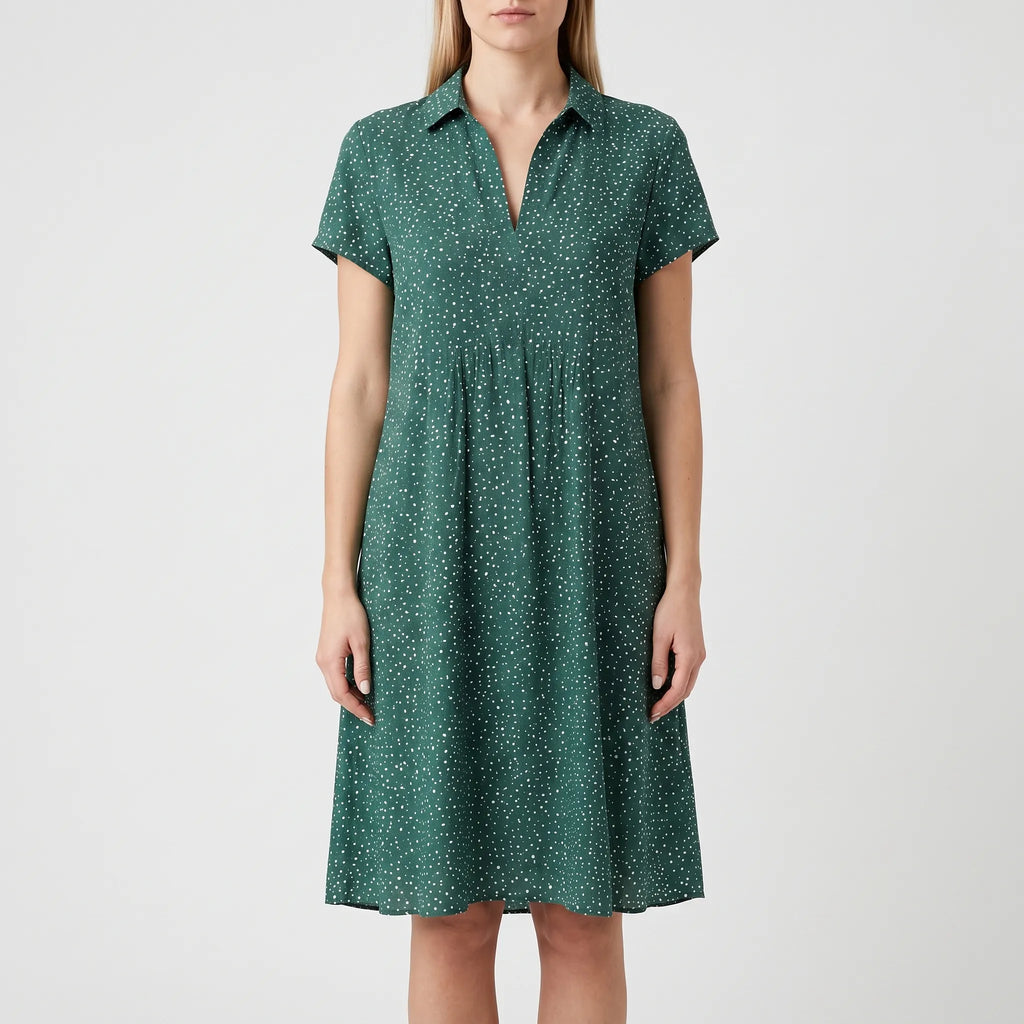 Verdora - Short Sleeve Collared Casual Dress