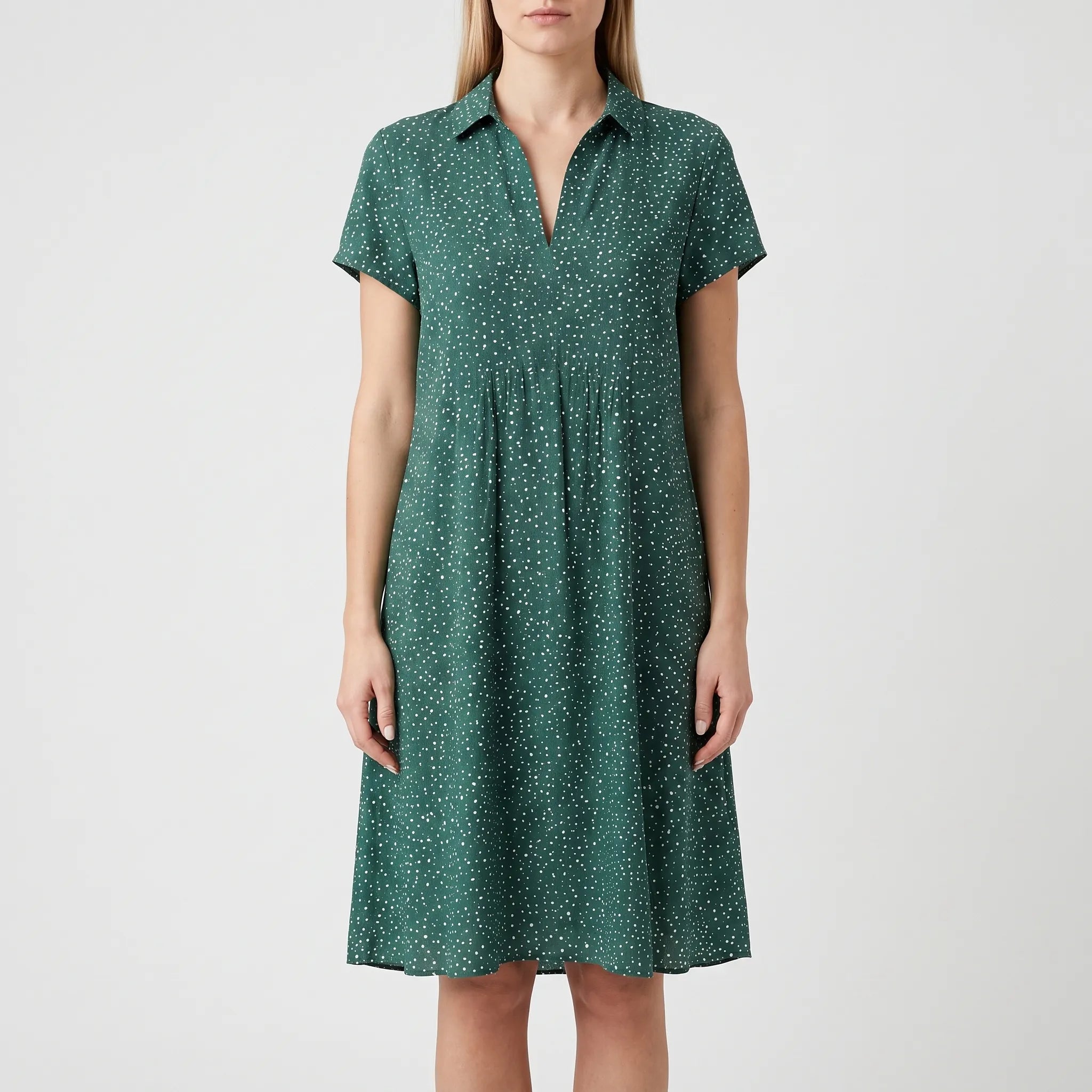 Verdora - Short Sleeve Collared Casual Dress
