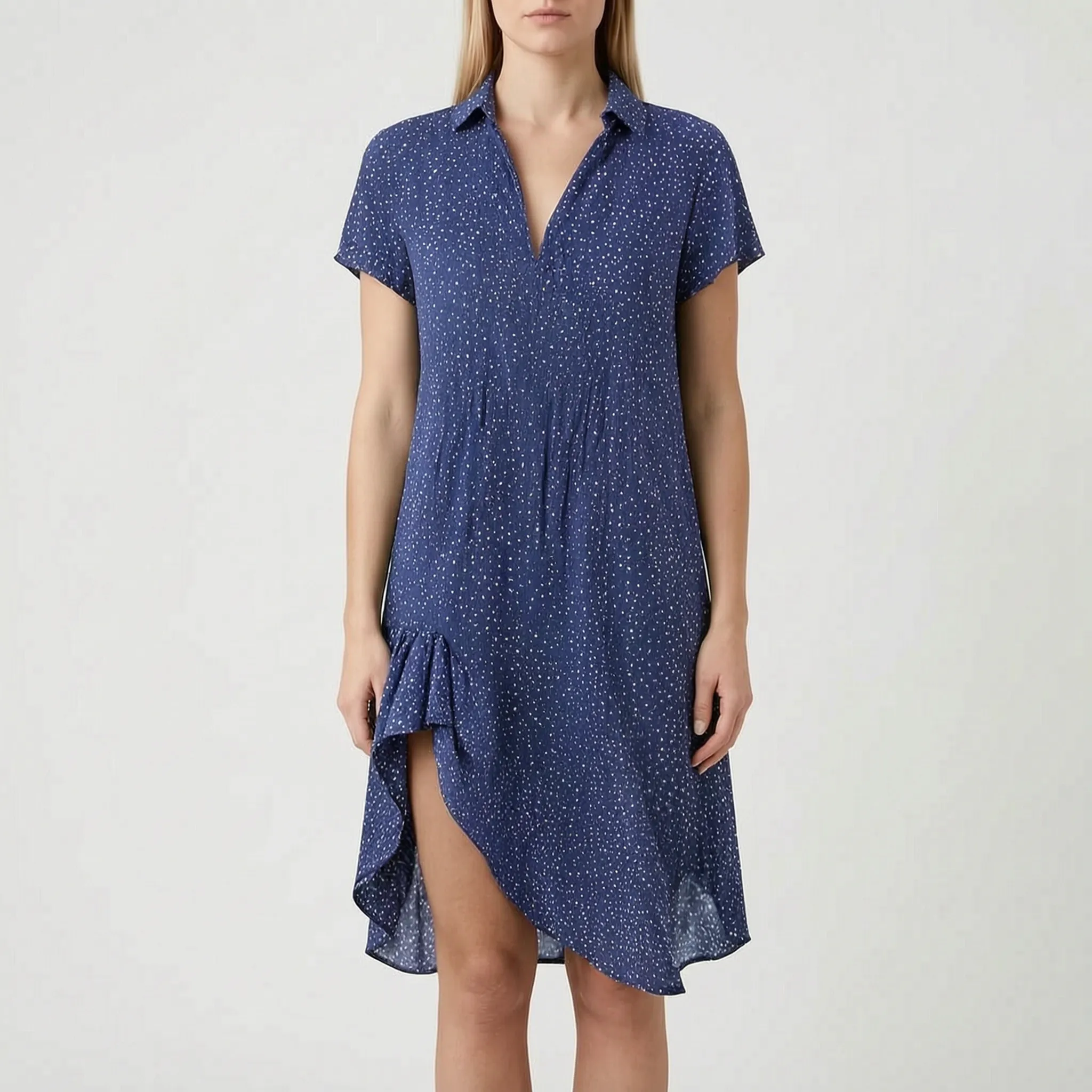 Verdora - Short Sleeve Collared Casual Dress