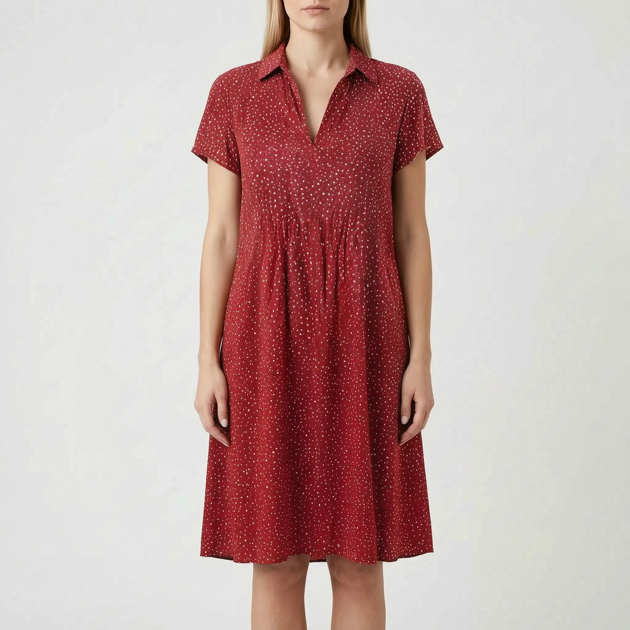 Verdora - Short Sleeve Collared Casual Dress
