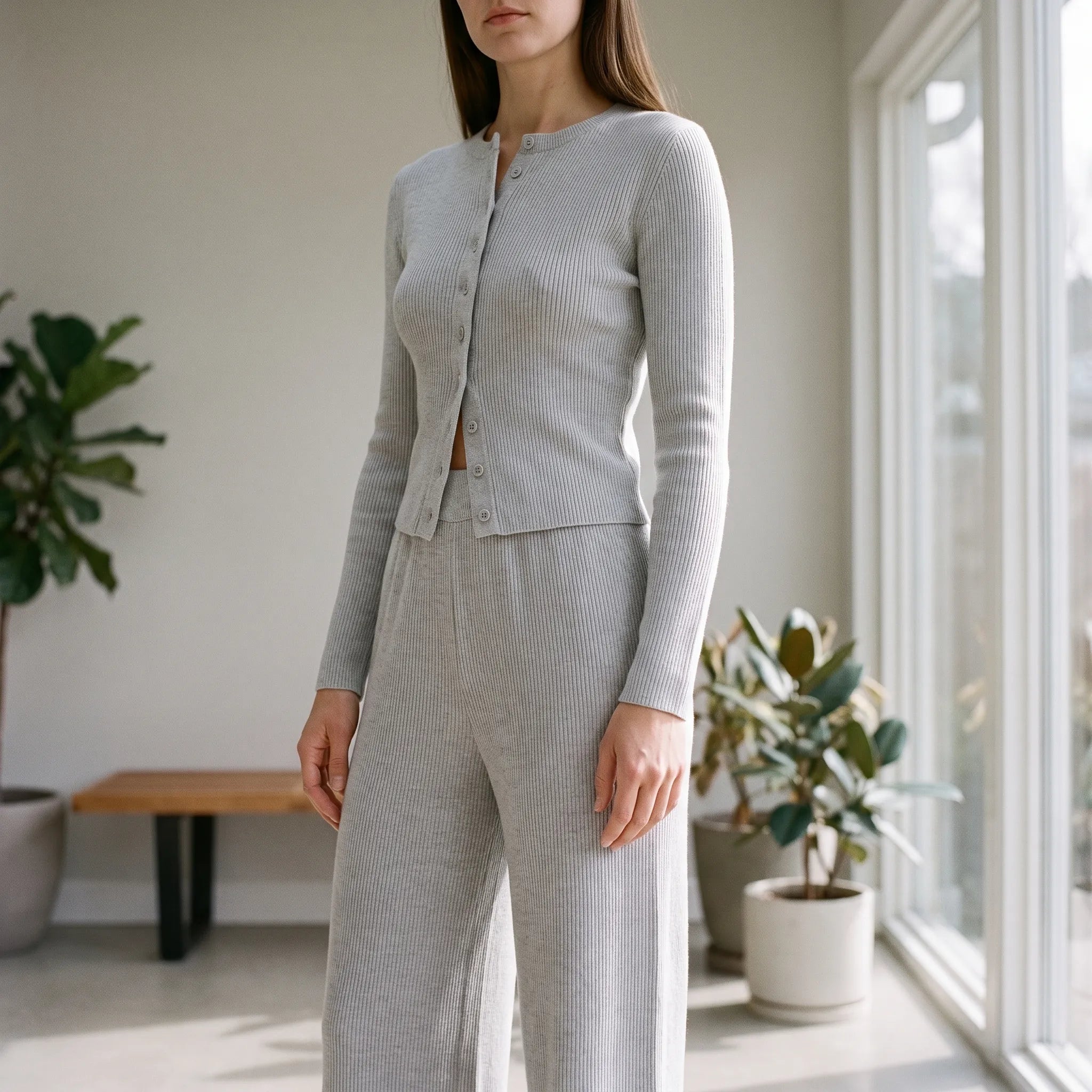 Vespera - Button-Front Women's Loungewear Set