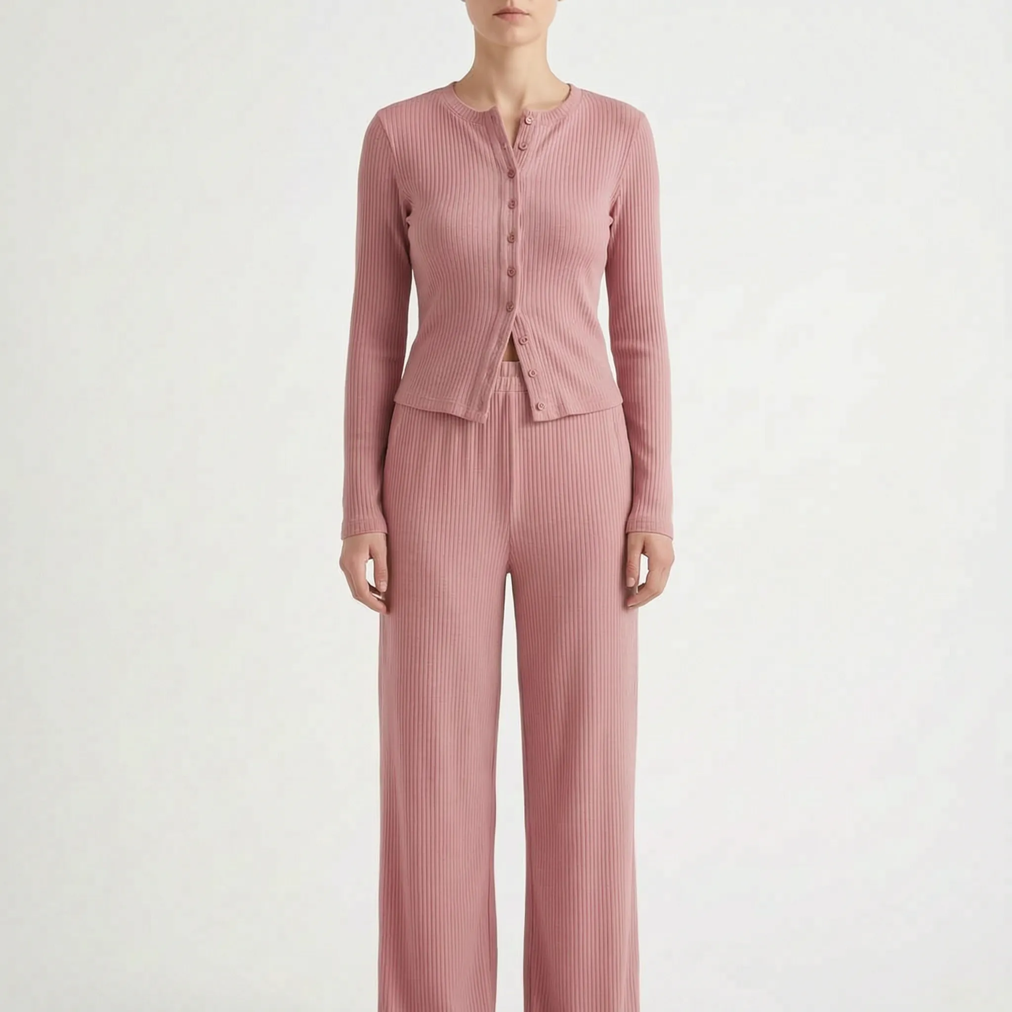 Vespera - Button-Front Women's Loungewear Set
