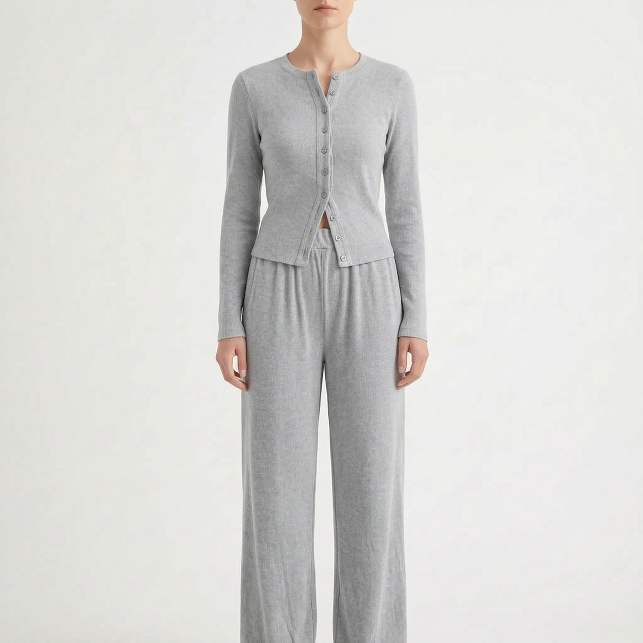 Vespera - Button-Front Women's Loungewear Set