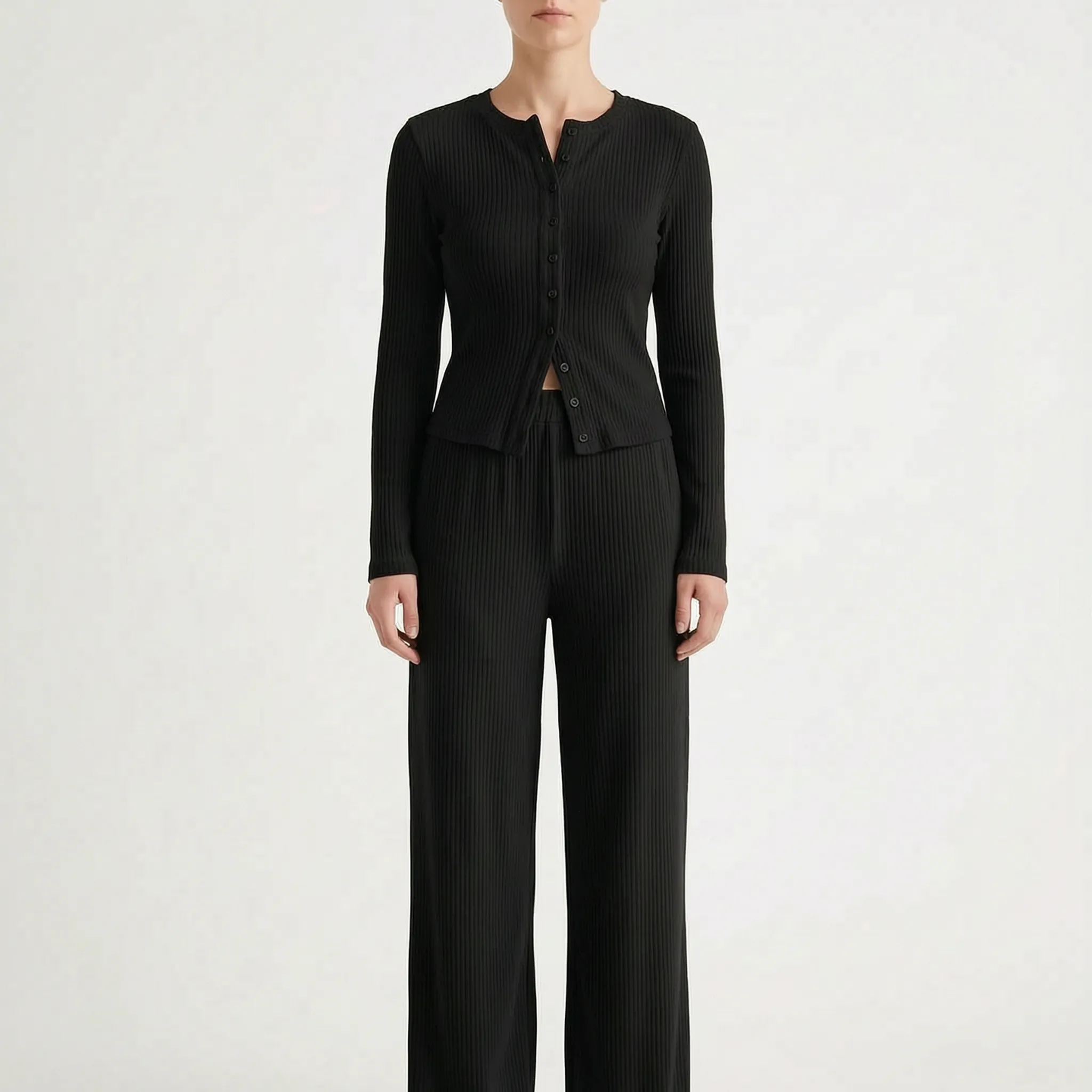 Vespera - Button-Front Women's Loungewear Set