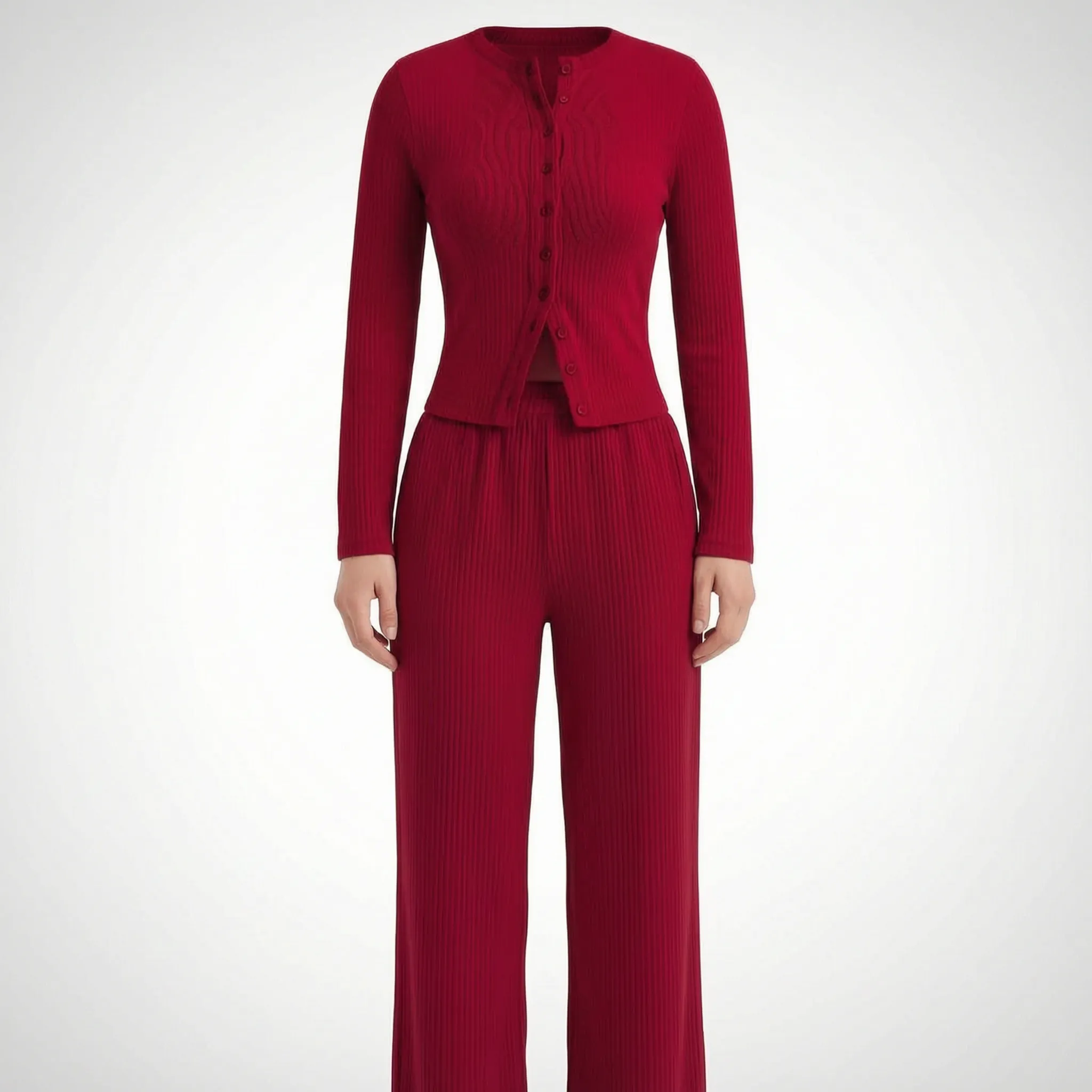Vespera - Button-Front Women's Loungewear Set