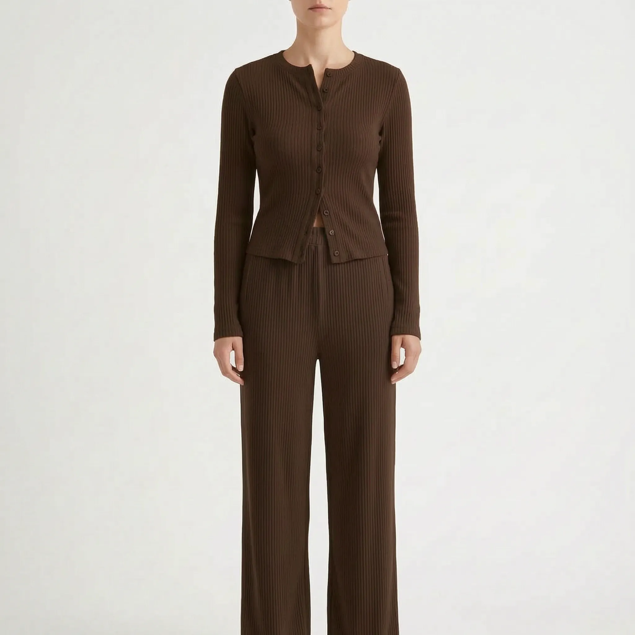 Vespera - Button-Front Women's Loungewear Set