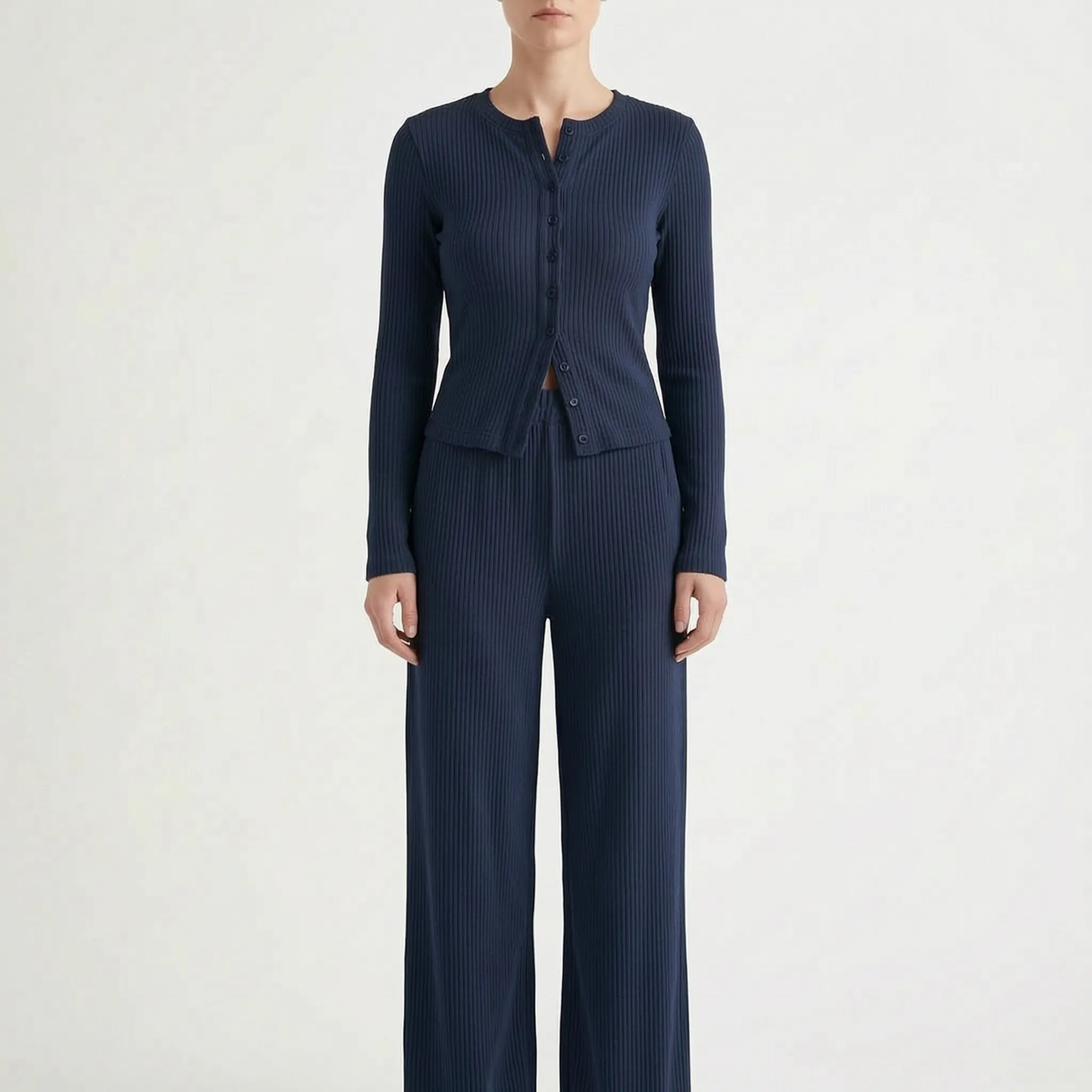 Vespera - Button-Front Women's Loungewear Set